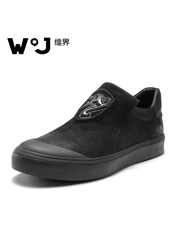 维界休闲鞋男真皮新款韩版潮流时尚板鞋个性青年户外一脚蹬懒人鞋