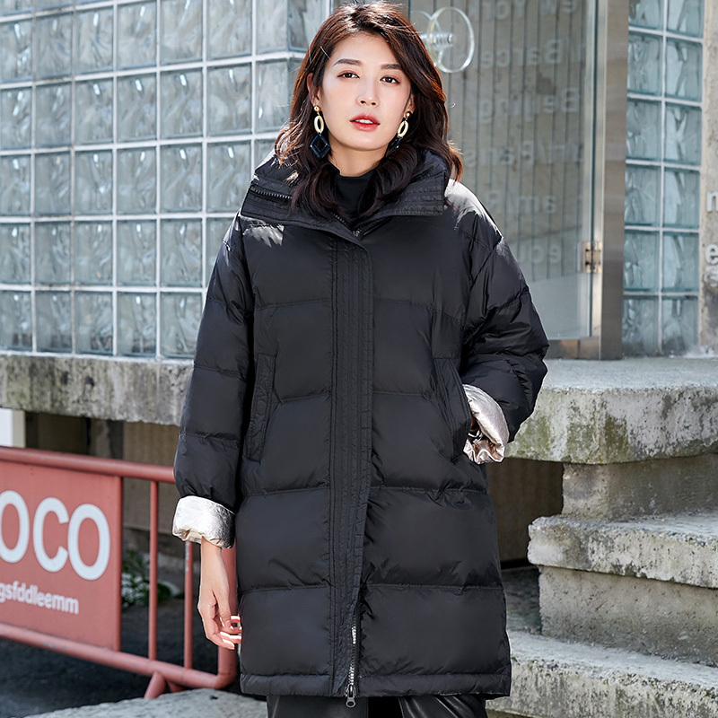 冰洁2019冬装新款女装时尚宽松显瘦加厚中长款羽绒服女J90143302D