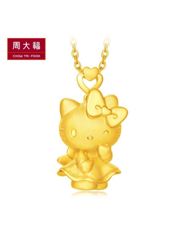 周大福hellokitty凯蒂猫梦露款足金黄金吊坠r20539