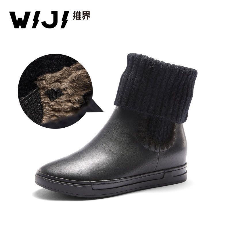 WIJI冬季雪地靴女2018新款时尚潮流休闲青春纯色气质个性保暖女靴图片