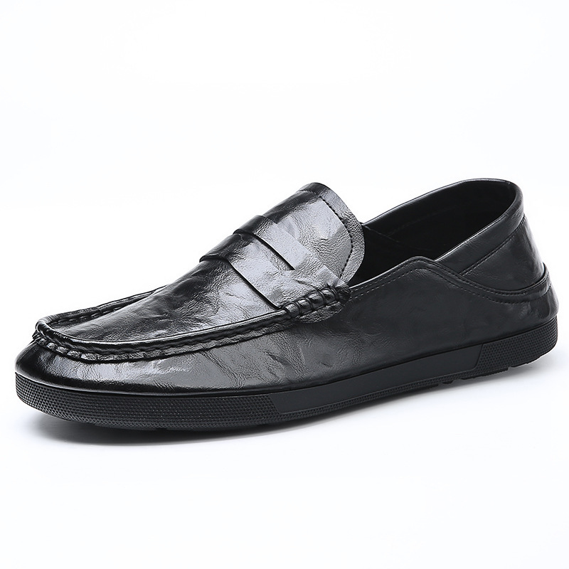 2023秋季男士一脚蹬真皮透气休闲豆豆鞋韩版百搭低帮日常男鞋皮鞋