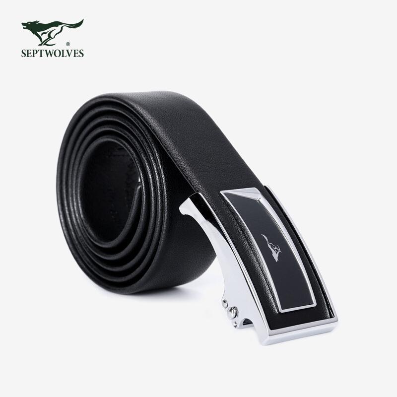 七匹狼男士皮带牛皮青年休闲自动扣腰带男真皮商务裤带男