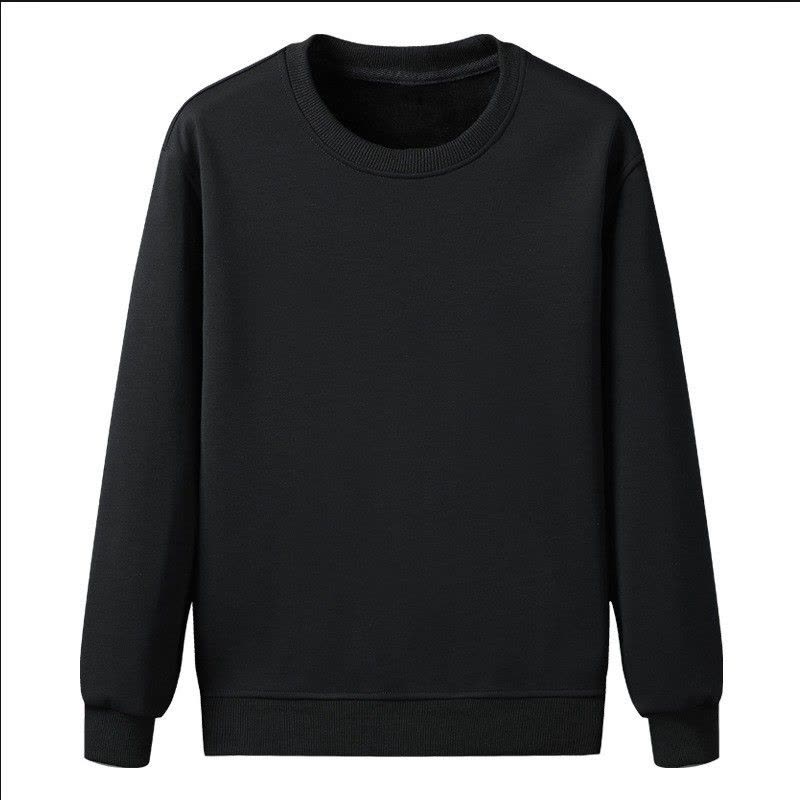 圆领加绒卫衣男士秋冬季加绒加厚韩版大码纯色简约内搭打底衫上衣图片