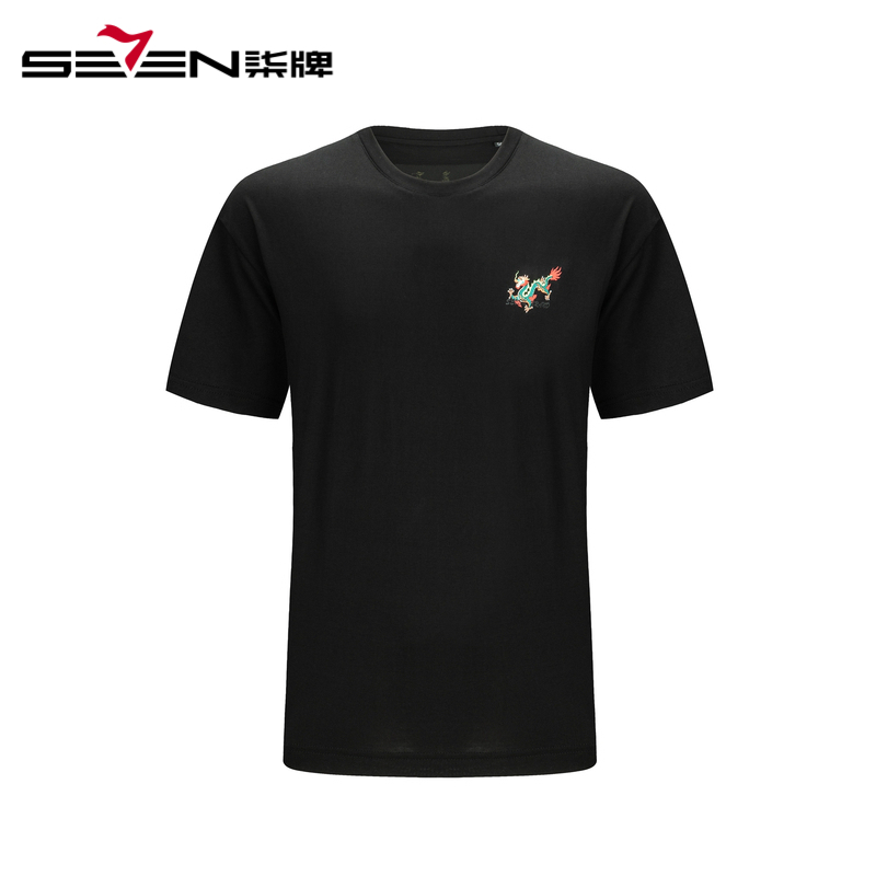 柒牌SEVEN男装夏季宽松圆领国潮纯棉短袖T恤