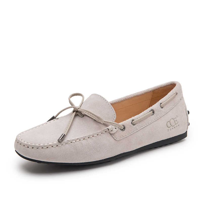 法国cce女鞋春秋季圆头平底真皮舒适驾车鞋时尚豆豆鞋05030视频