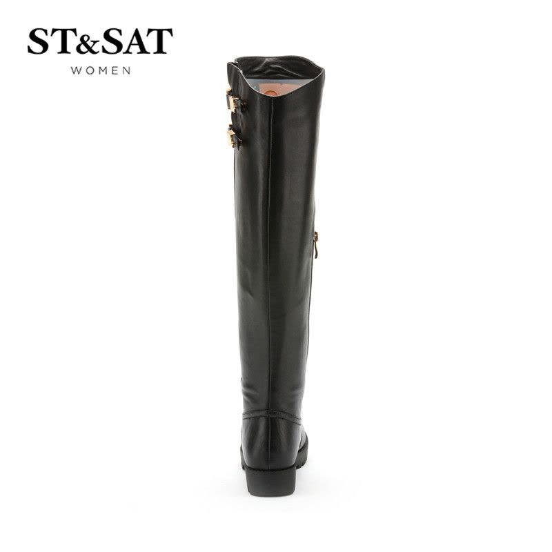 星期六ST&SAT牛皮尖头低跟套脚皮带装饰深口女鞋SS44112013图片