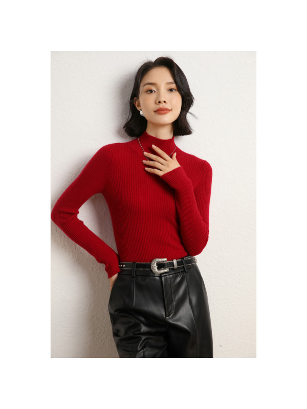 半高领山羊绒衫女修紧身内搭套头毛衣秋冬新款气质针织打底衫