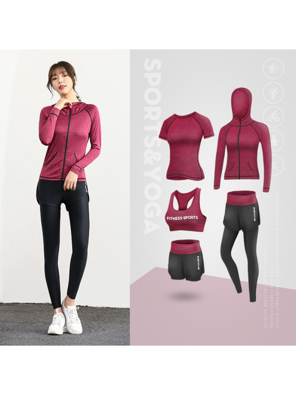 CeenBulled运动套装暴汗服女健身房春季跑步休闲速干五件套初学者时尚瑜伽服