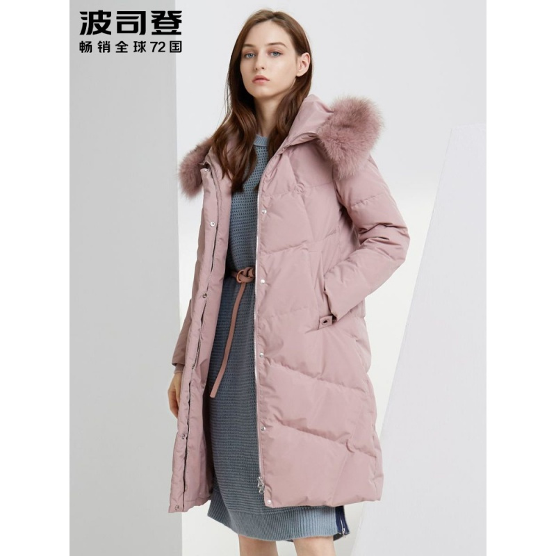 波司登女羽绒服毛领中长款新款连帽冬季保暖厚外套_1