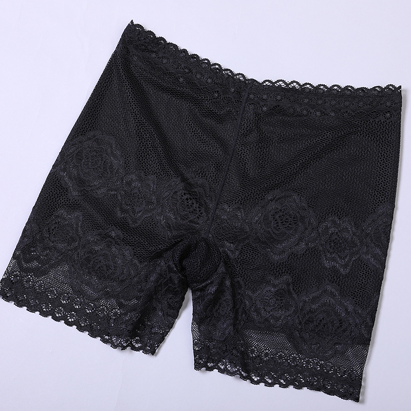 欧昵雪夏季薄款透气蕾丝花边安全裤女防走光提臀打底内裤