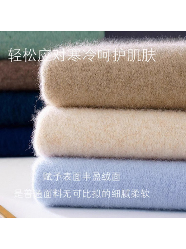 羊毛针织衫秋冬新款半高领男士套头纯色打底衫保暖百搭 柔软毛衣