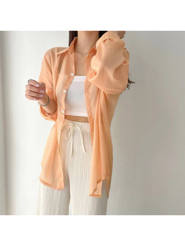 防晒上衣女夏季新款外搭开衫宽松薄款外套女士衬衫设计感纯色衬衣