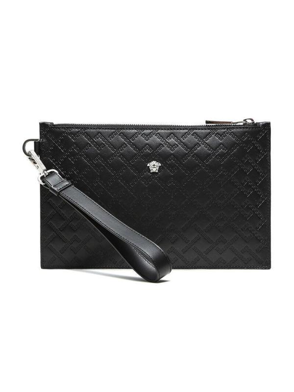 versace范思哲男士牛皮革大号手拿包dp84725dvbrf