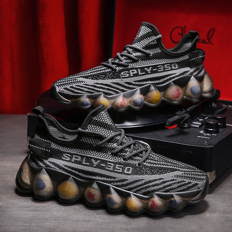 Ceba爆米花底舒适跑步2022春季新款飞织椰子鞋休闲运动鞋网面透气男鞋图片