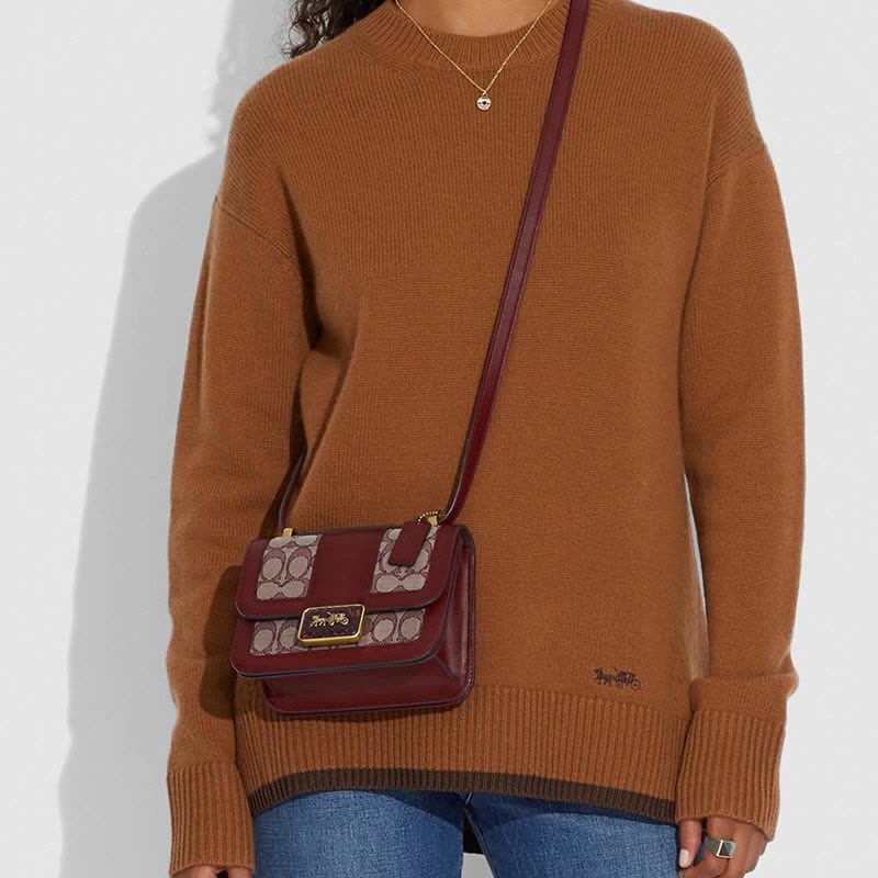 预售COACH\蔻驰 Alie 口盖包 单肩包 斜挎包方扣马车不标老花拼皮4616图片