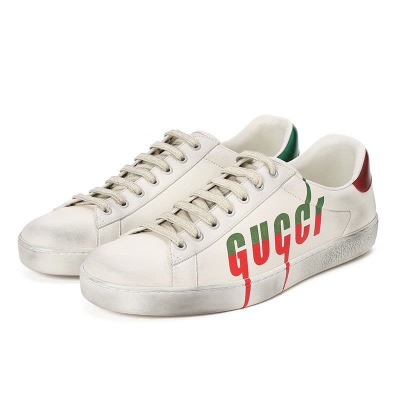 古驰GUCCI Ace 脏脏鞋 油漆光面皮576137红绿尾 男士低帮鞋运动鞋图片