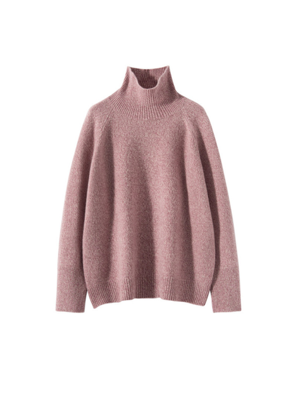 秋冬新款山羊绒衫女花纱针织打底衫宽松厚款套头长袖毛衣内搭上衣