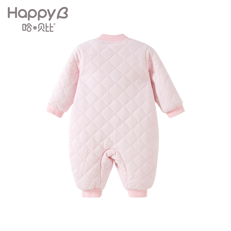 哈贝比婴儿衣服秋冬季连体衣0-1岁棉袄男女宝宝冬装爬服加厚哈衣