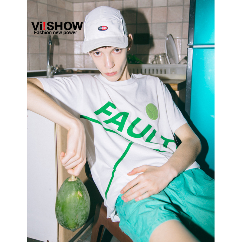 viishow短袖T恤男夏天圆领套头男士潮牌体恤韩版宽松8