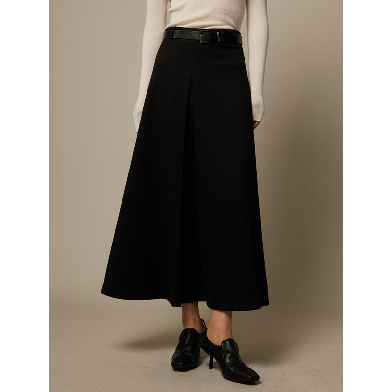 随性经典 挺阔有型设计感高腰显瘦直筒裙秋冬中长款半身裙百褶裙