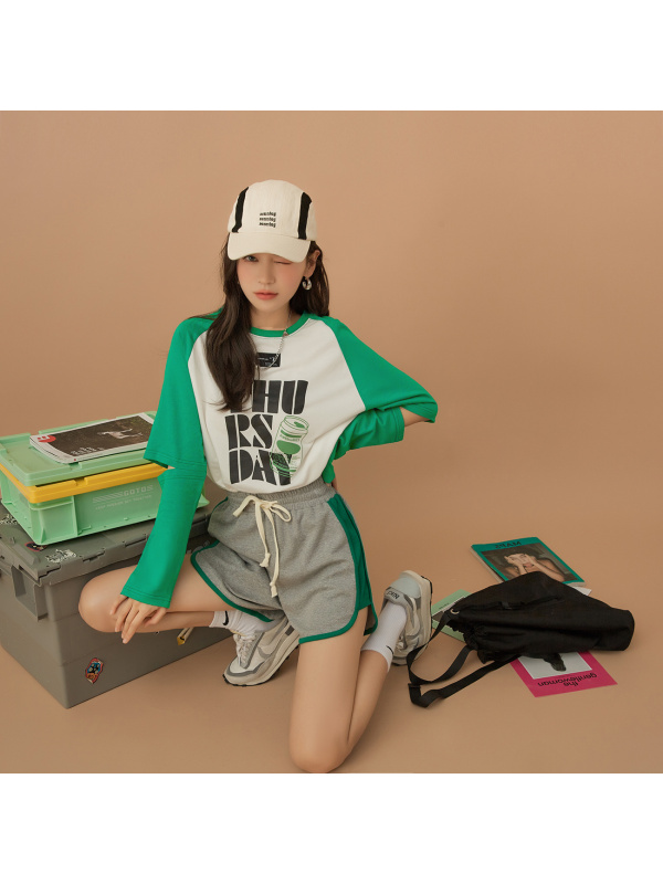 OtherMix印花拼接长袖卫衣女2021年早秋设计感炸街薄款小众上衣