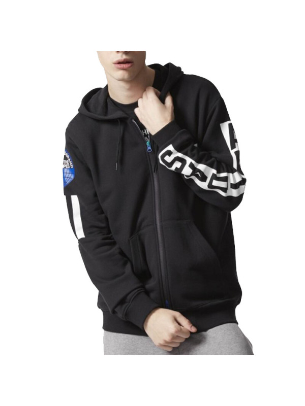 阿迪达斯三叶草男装运动休闲连帽针织夹克外套BQ0888