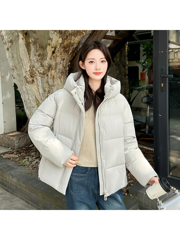 2026冬季新款连帽女简约棉衣百搭韩版棉服宽松女洋气休闲外套