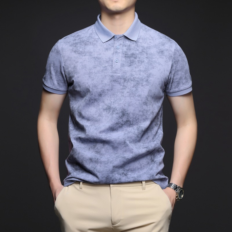 男士新款夏季扎染薄款POLO衫短袖上衣青年商务休闲上衣半袖男