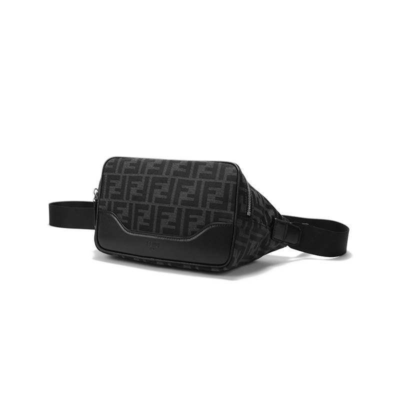 芬迪 FENDI 男士织物配皮单肩斜挎包腰包7VA526 AG0M
