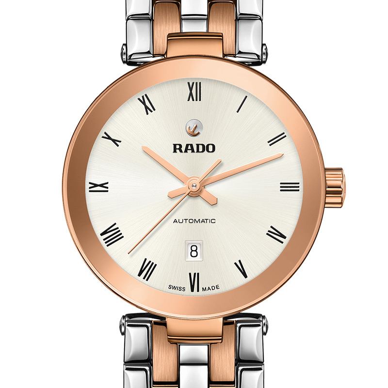雷达(RADO)瑞士手表 佛罗伦萨系列 时尚商务休闲新款 自动机械女表 28mm浅色盘间金钢带 R48900113