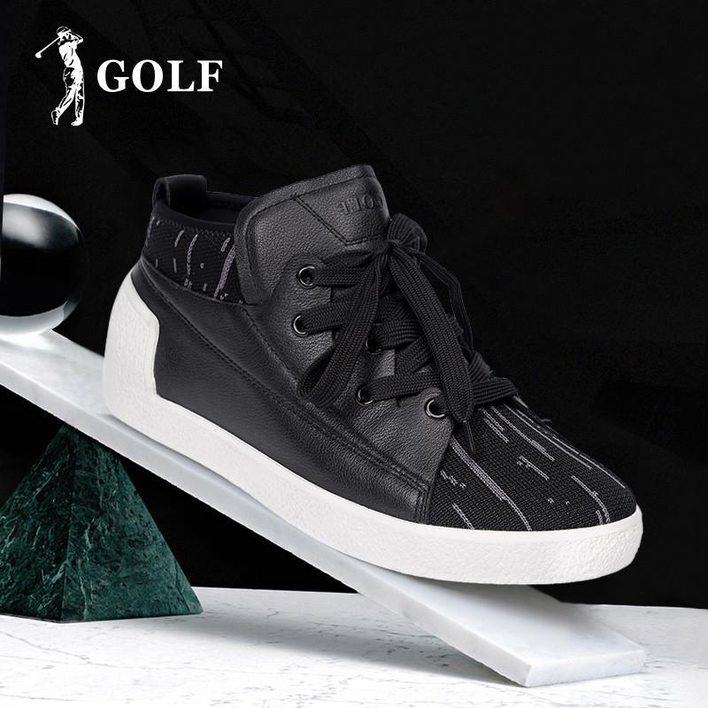 GOLF男鞋春季新款休闲鞋时尚系带鞋子男韩版潮流百搭真皮板鞋潮鞋