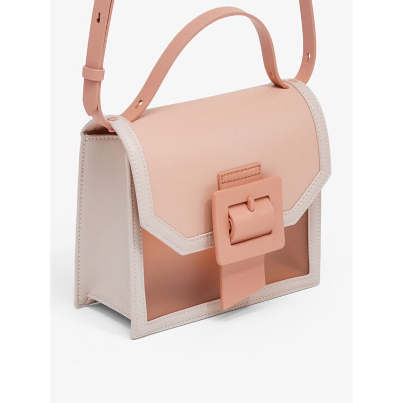 CHARLES＆KEITH 小ck2020新品CK2-50150909方扣拆带饰手提单肩包女果冻包