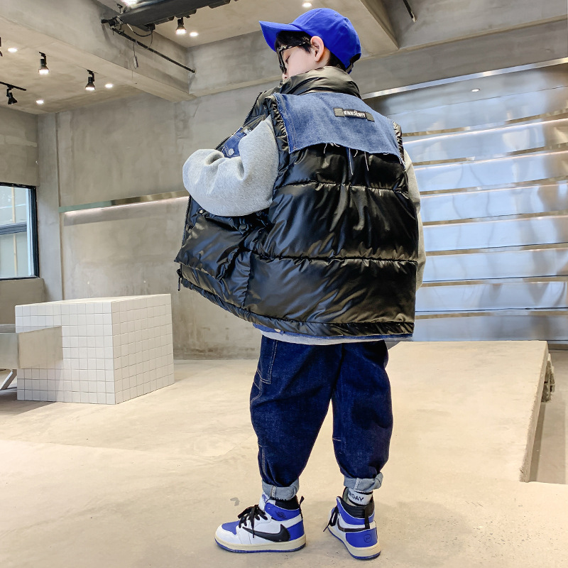 Three Sons男童马甲秋冬装2022年新款中大儿童冬装男孩加厚假两