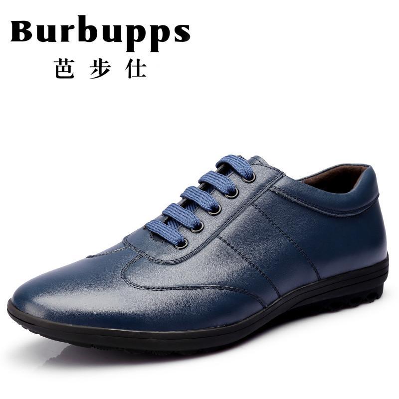 法国品牌Burbupps芭步仕新款真皮商务休闲鞋 男士系带舒适男鞋耐磨低帮牛皮鞋子男