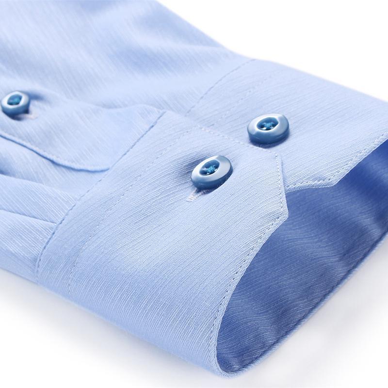 youngor/雅戈尔男装商务正装化纤面料 修身剪裁 优雅素色蓝色衬衫040h