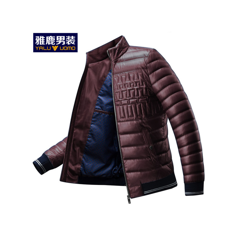 雅鹿男装羽绒服男简约男款立领轻薄短款男士羽绒服C67EDYB4N101
