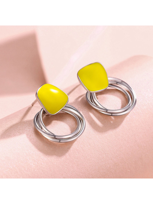 佰色传情(BRIR) S925银耳钉耳环耳饰个性网红夏天创意几何饰品