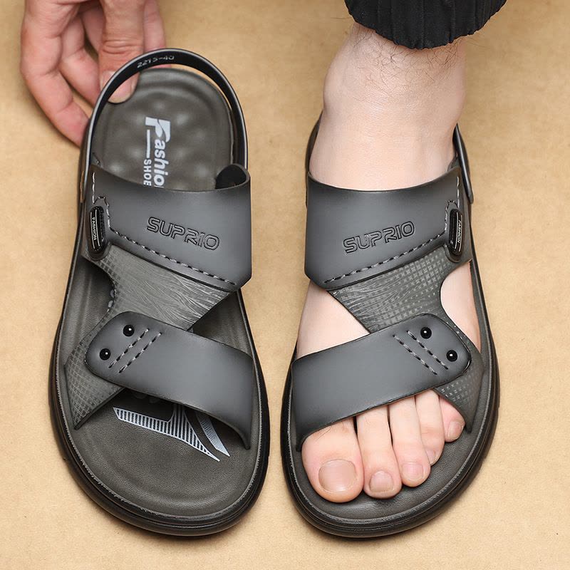 夏季shein凉鞋男款2025新款外穿防滑沙滩鞋软底大码48皮拖鞋百搭图片