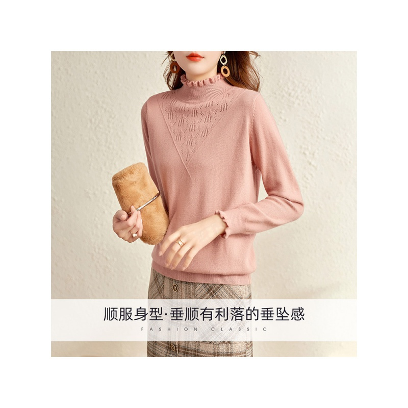 欧昵雪秋冬减龄套头半高领直筒针织衫女ins长袖打底毛衣
