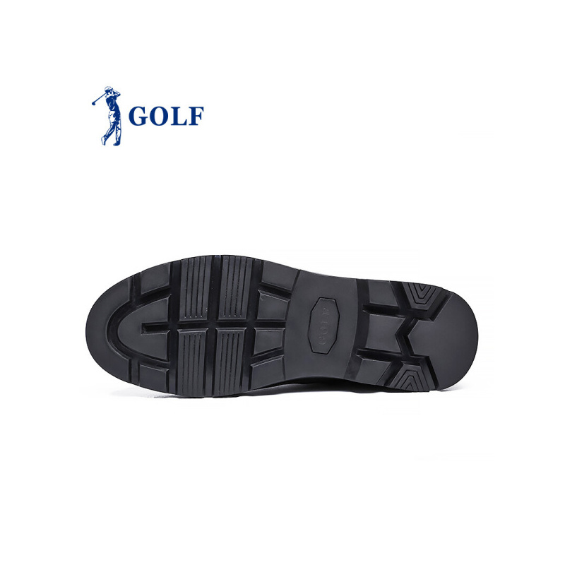 GOLF/高尔夫英伦百搭绣花时尚靴真皮靴子男黑色