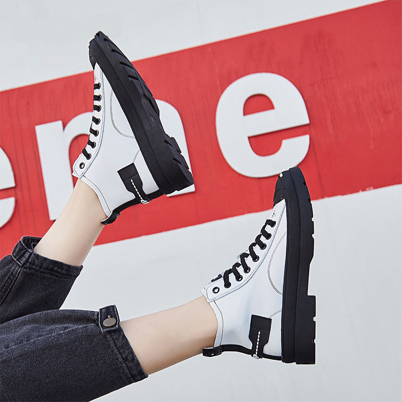 达芙妮2019秋款真皮小白鞋女新款高帮网红韩版百搭学生爆潮鞋