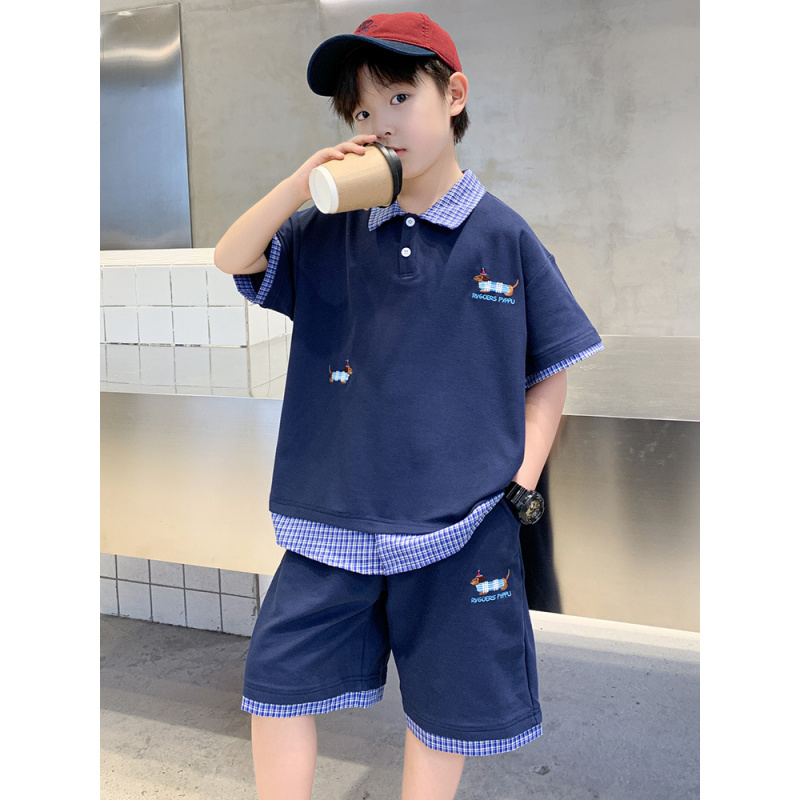 男童夏装套装2025新款运动中大儿童夏季男孩短袖POLO衫帅气时髦潮