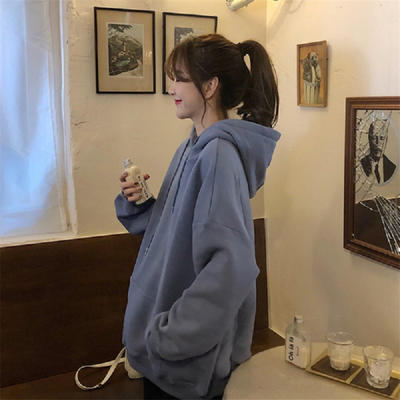 加绒卫衣女秋冬新款韩版宽松连帽炸街宽松设计感小众女上衣潮