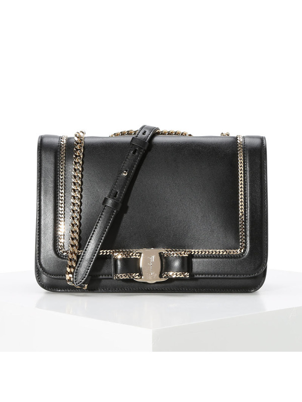 FERRAGAMO 链条斜挎包21H775 涂层织物\牛皮