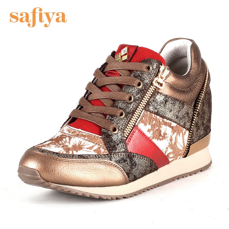 索菲娅Safiya印花马毛皮革/闪金牛剖层革女鞋SF53112016
