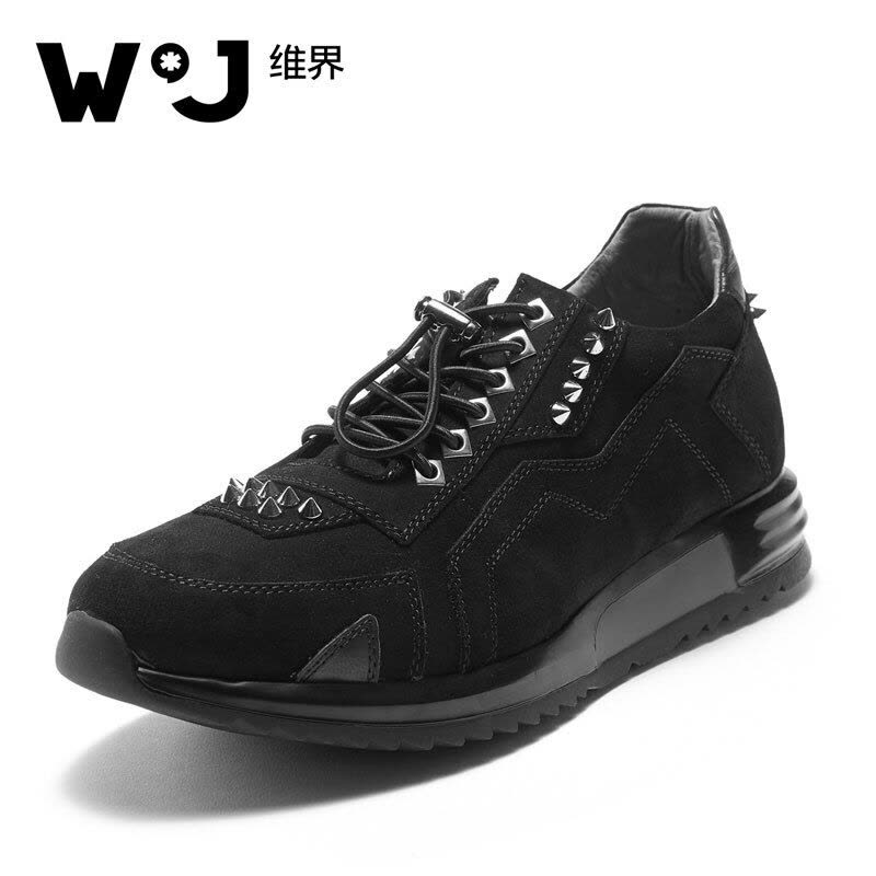 维界W*J休闲鞋秋新款耐磨个性铆钉潮流青春百搭板鞋 黑色 38图片