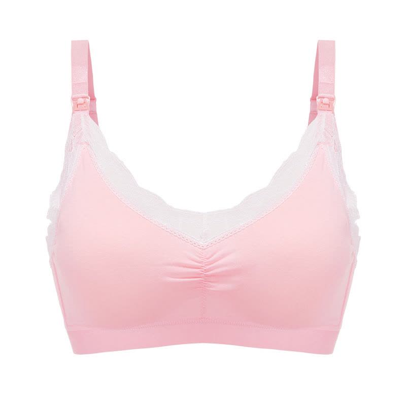 孕妇无钢圈蕾丝大码纯棉哺乳文胸喂奶调整型聚拢哺乳胸罩内衣薄款图片