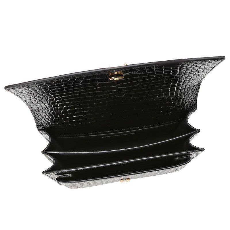 圣罗兰 YSL SUNSET 口盖包中号 字母LOGO鳄鱼纹442906金链 女士斜挎单肩包图片