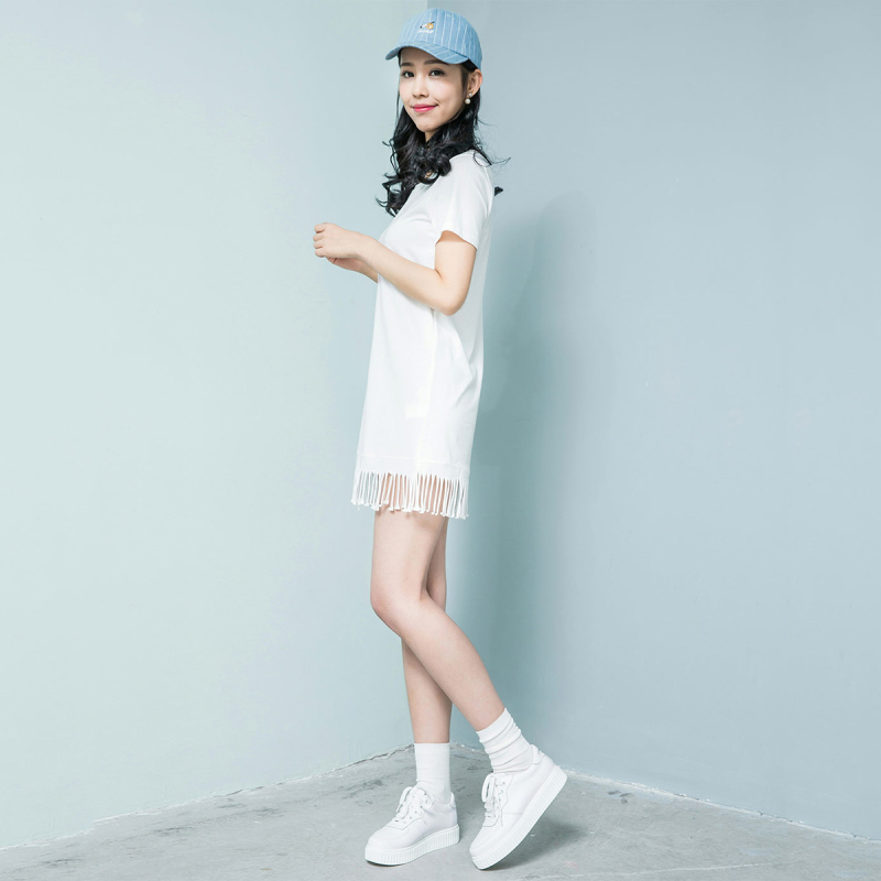 高梵(GOLDFARM)女款学生流苏连衣裙韩版字母印花铅笔裙