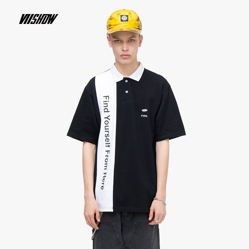 viishow2019夏季新款POLO衫男 韩版男士方领半袖上衣潮牌短袖T恤